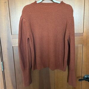 Large Orange Puff Sleeve Sweater